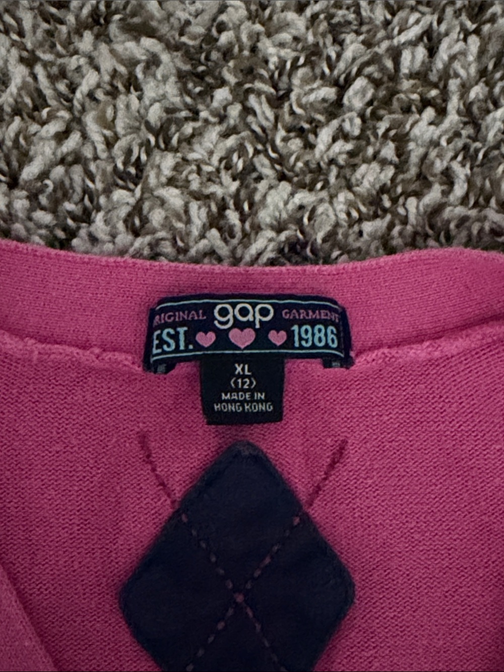 GAP GIRL's Argyle Short Cardigan Pink Sweater - Picture 4 of 4